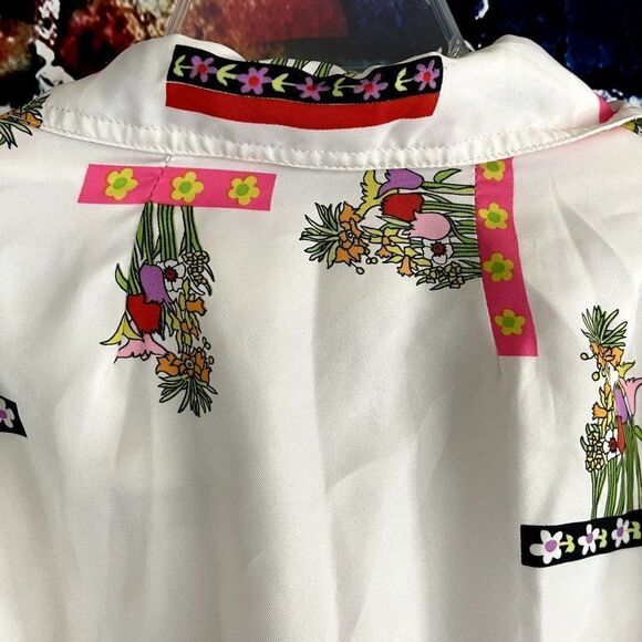 Vintage Herbert Levy Floral Print Button Down House Coat Dress XL - Picture 13 of 14